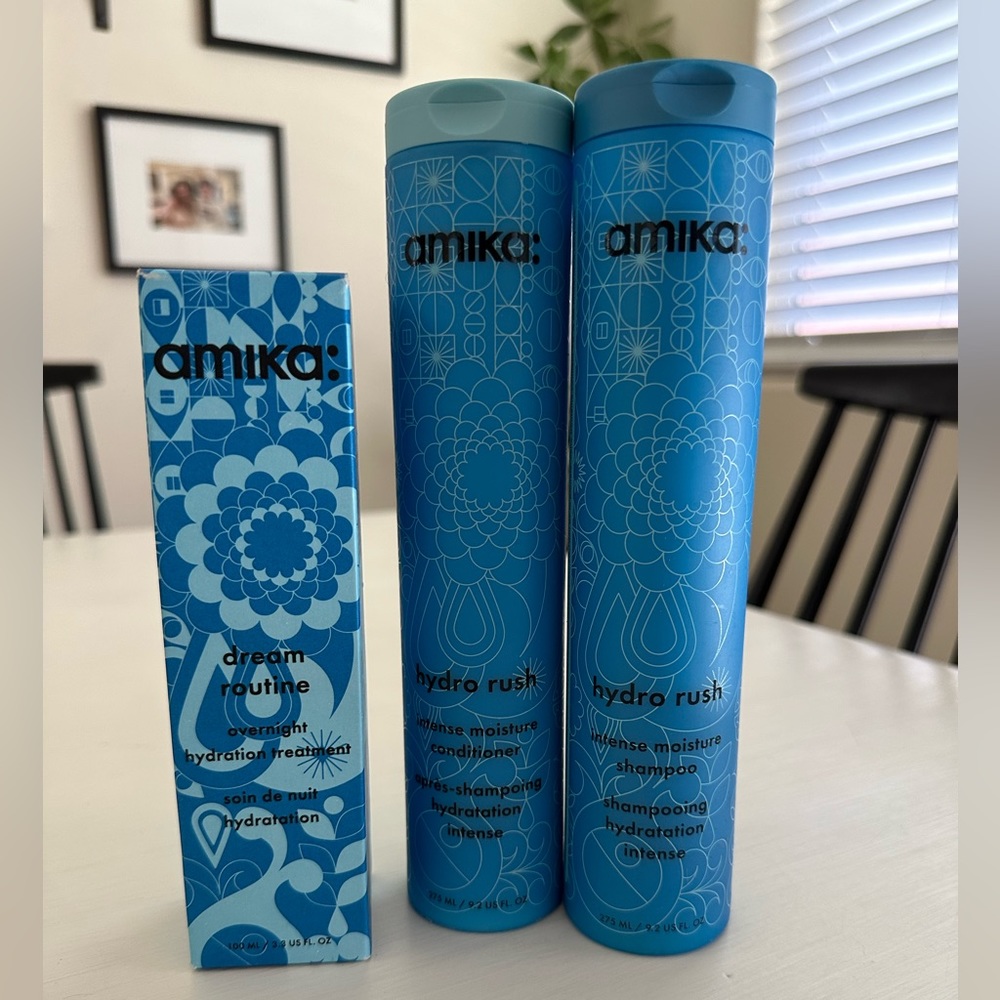 AMIKA HYDRO RUSH SHAMPOO & CONDITIONER & DREAM ROUTINE OVERNIGHT TREATMENT